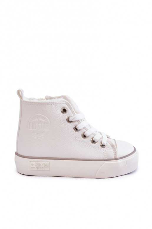 Kinderschuhe mit Einlegesohlen mit Reißverschlüssen Big Star KK374227 weiße Farbe