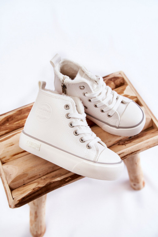 Kinderschuhe mit Einlegesohlen mit Reißverschlüssen Big Star KK374227 weiße Farbe