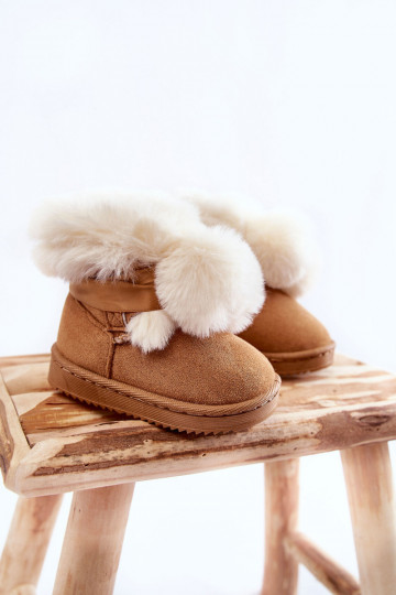 Warme Kinderstiefel Schneestiefel braun-weiße Farbe Roofy