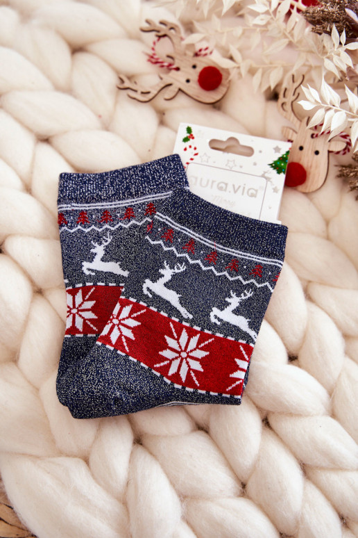 Weihnachtssocken mit Glitzer Rentieren dunkelblau Weihnachtssocken mit Glitzer Rentieren dunkelblau
