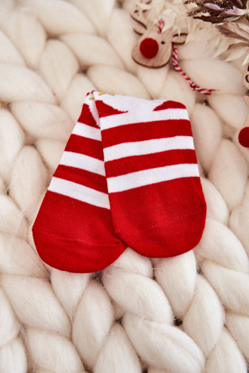 Kinder-Weihnachtssocken mit Streifen Cosas weiß-rote Farbe 2