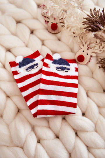 Socken mit Streifen mit Weihnachtsmann in weiß-roten Farben