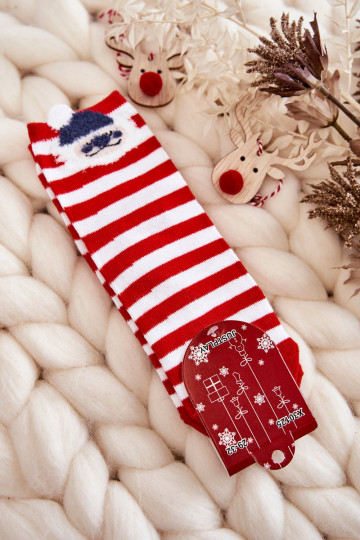 Socken mit Streifen mit Weihnachtsmann in weiß-roten Farben 2