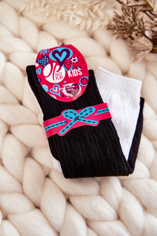 Jugendliche lange Kniestrümpfe 2-tlg. Schwarz-Weiß-Farben Jugendliche lange Kniestrümpfe 2-tlg. Schwarz-Weiß-Farben