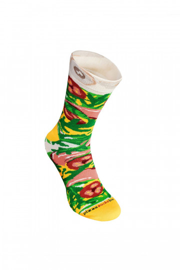 Farbige Socken in einer Box 1 Paar Pizza 2