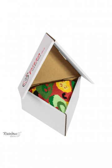 Farbige Socken in einer Box 1 Paar Pizza