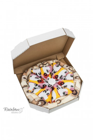 Farbige Socken in einer Box Pizza 4 Paar
