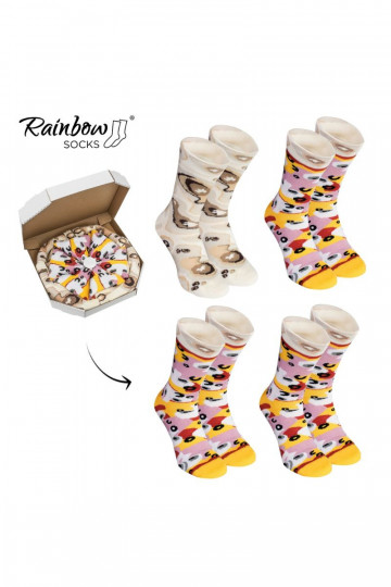 Farbige Socken in einer Box Pizza 4 Paar 2