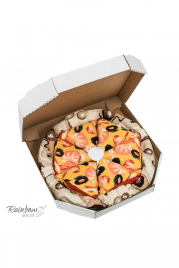 Farbige Socken in einer Box Pizza 4 Paar
