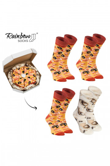 Farbige Socken in einer Box Pizza 4 Paar 2