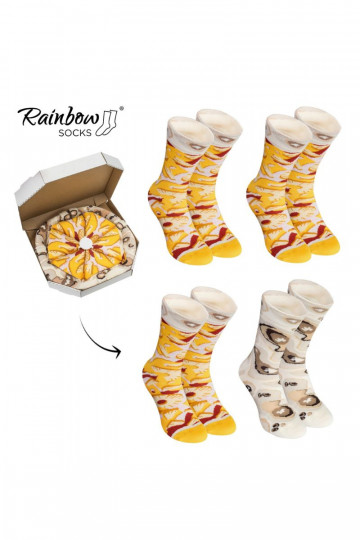 Farbige Socken in einer Box Pizza 4 Paar 2