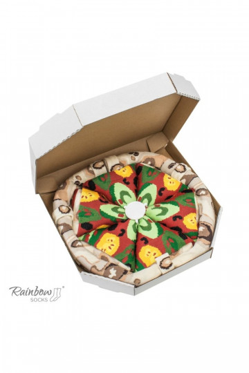 Farbige Socken in einer Box Pizza 4 Paar