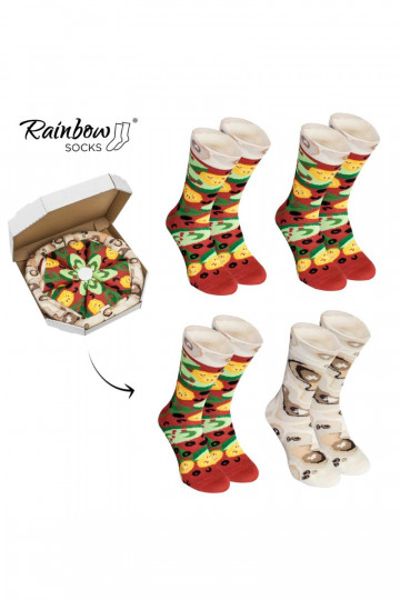 Farbige Socken in einer Box Pizza 4 Paar 2