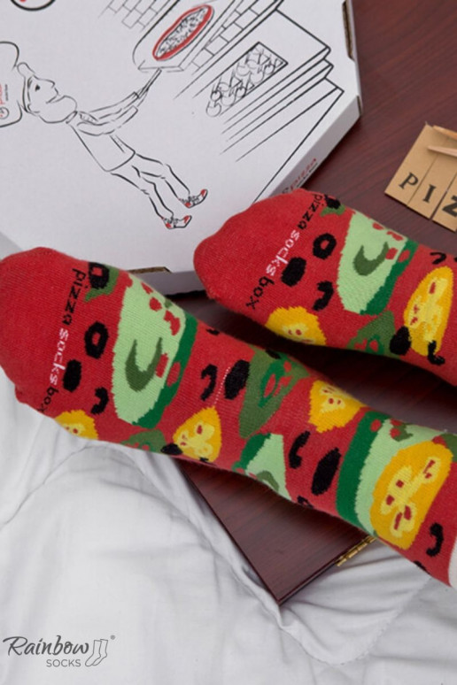 Farbige Socken in einer Box Pizza 4 Paar Farbige Socken in einer Box Pizza 4 Paar