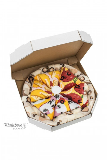 Farbige Socken in einer Box Pizza 4 Paar