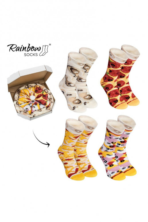 Farbige Socken in einer Box Pizza 4 Paar Farbige Socken in einer Box Pizza 4 Paar