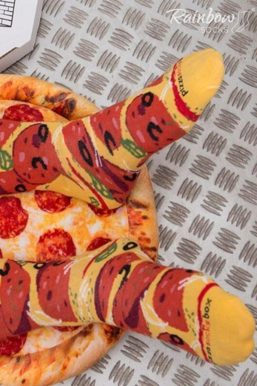 Farbige Socken in einer Box Pizza 4 Paar Farbige Socken in einer Box Pizza 4 Paar
