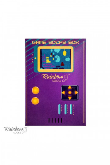 2 Paar farbige Socken in einer Box