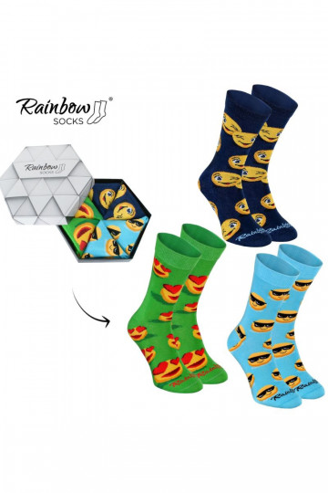 3 Paar farbige Socken in einer Box 2