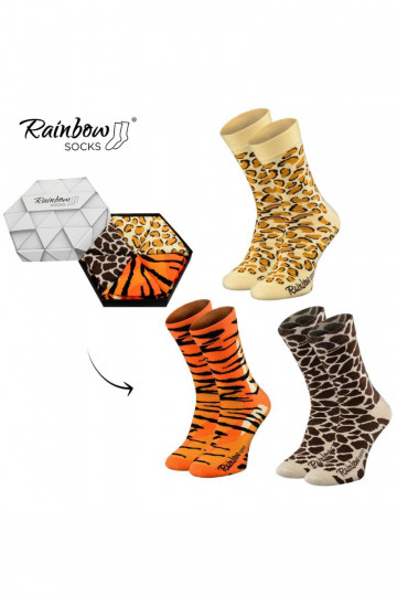 Bunte Socken in einer Box mit Motiven wilder Tiere, 3 Paar 2