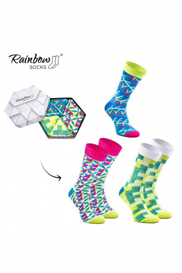 Farbige Socken mit geometrischen Mustern, 3 Paar 2