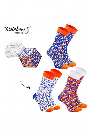 Farbige Socken mit geometrischen Mustern, 3 Paar 2