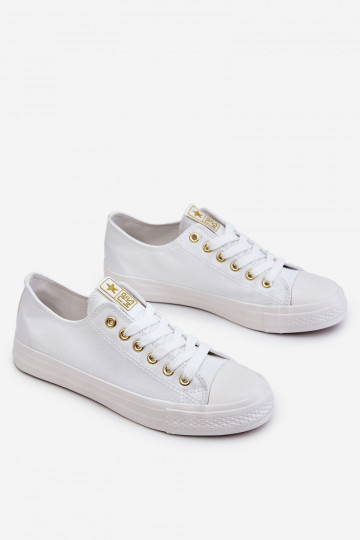 Klassisches Modell Freizeitschuhe Weiß-goldene Farbe Ecoma