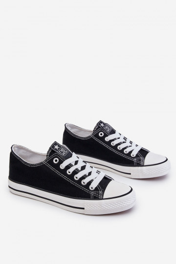 Klassische Freizeitschuhe in schwarzer Farbe mit weißen Sohlen von Ecoma
