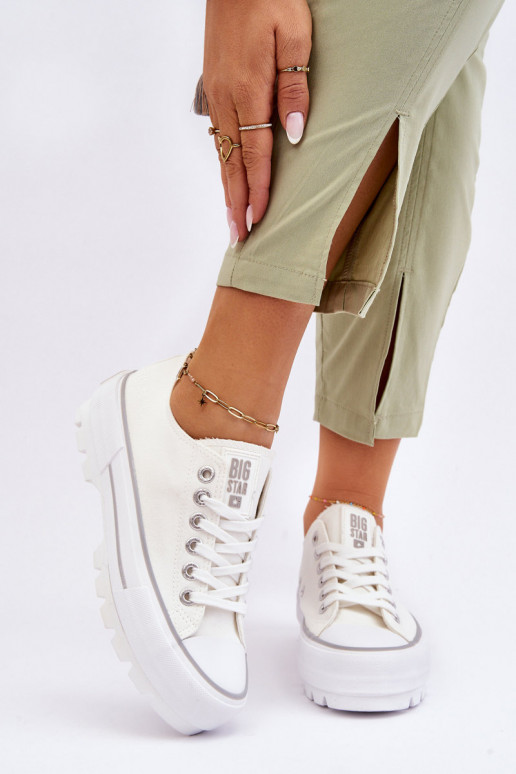 Freizeitschuhe mit Plateau Big Star LL274150 weiße Farbe Freizeitschuhe mit Plateau Big Star LL274150 weiße Farbe