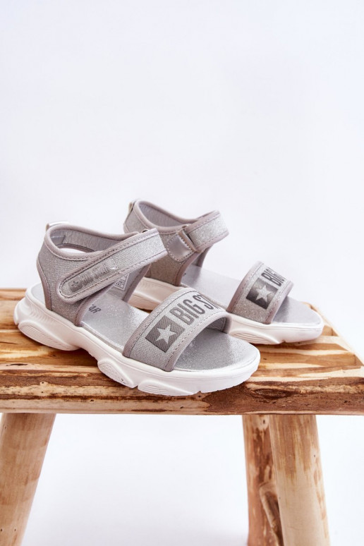 Kindersandalen mit Klebeverschlüssen Big Star LL374194 in der Farbe Silber