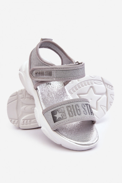 Kindersandalen mit Klebeverschlüssen Big Star LL374194 in der Farbe Silber