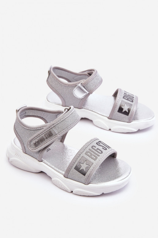 Kindersandalen mit Klebeverschlüssen Big Star LL374194 in der Farbe Silber