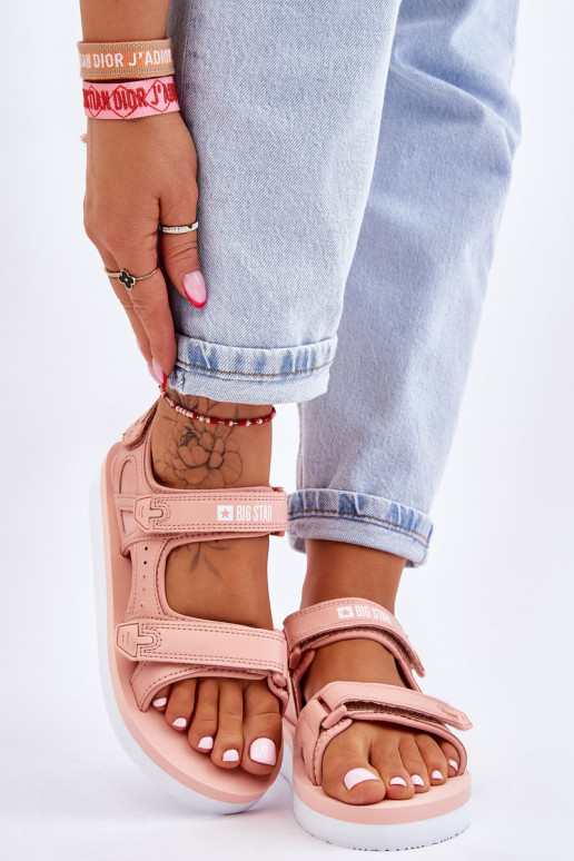 Sportliche Sandalen mit Plateau Big Star LL274788 in rosa Farbe Sportliche Sandalen mit Plateau Big Star LL274788 in rosa Farbe