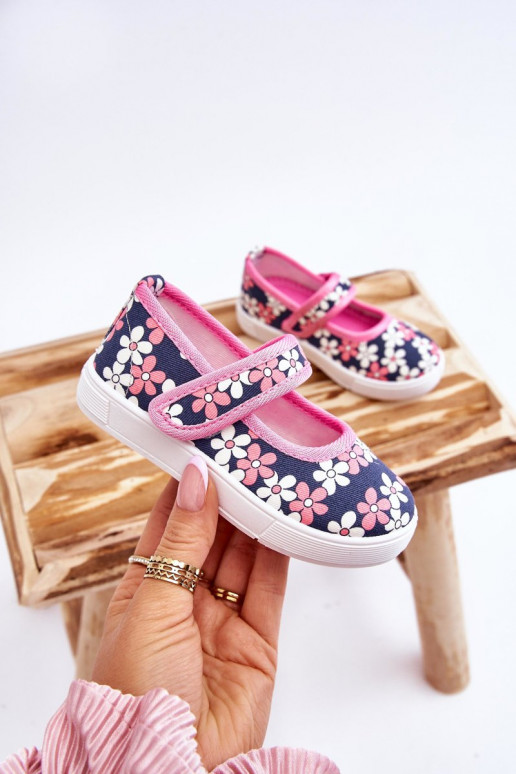 Kinderballerinas mit Blumenmuster in der blau-rosa Farbe Noah Kinderballerinas mit Blumenmuster in der blau-rosa Farbe Noah