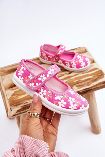 Kinderballerinas mit Blumenmuster in der Farbe Rosa Noah 2