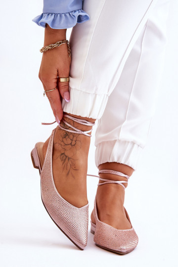 Ballerinas mit Bändern und Nieten beige Mavis