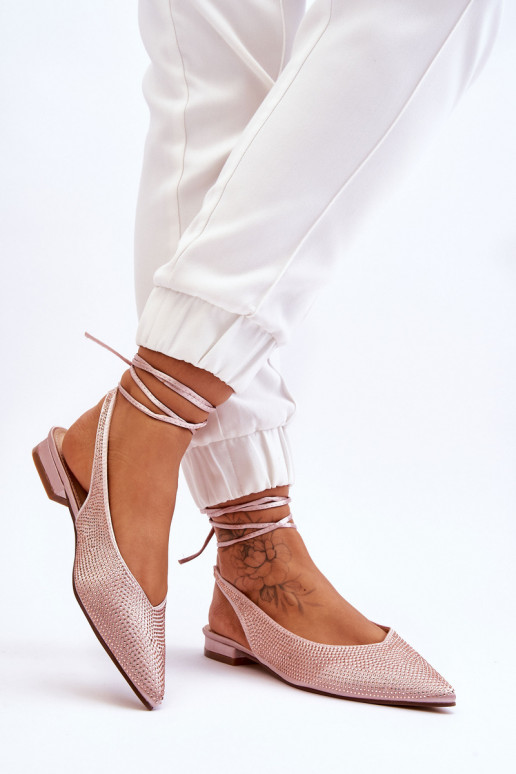 Ballerinas mit Bändern und Nieten beige Mavis