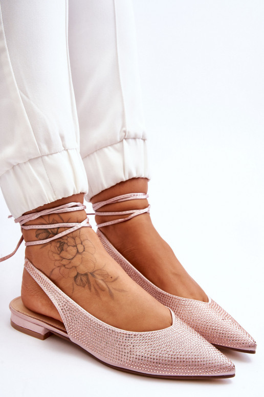 Ballerinas mit Bändern und Nieten beige Mavis