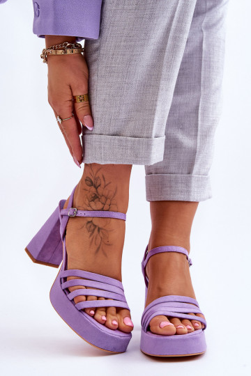 Elegante Wildleder High Heels und Plateau Lila Verda