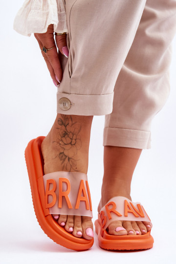 Hausschuhe mit Plateau in der Farbe Orange Brave