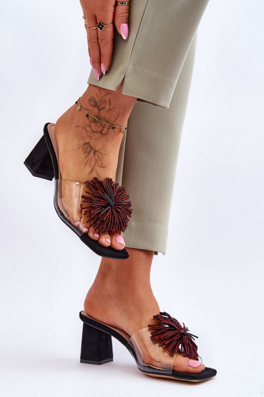 Durchsichtige Hausschuhe mit Absätzen S.Barski KV-AP658-1 schwarze Farbe