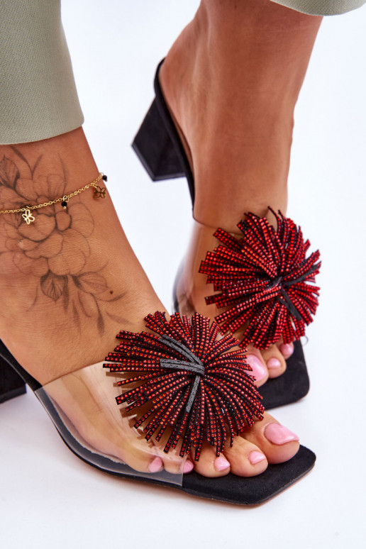 Durchsichtige Hausschuhe mit Absätzen S.Barski KV-AP658-1 schwarze Farbe