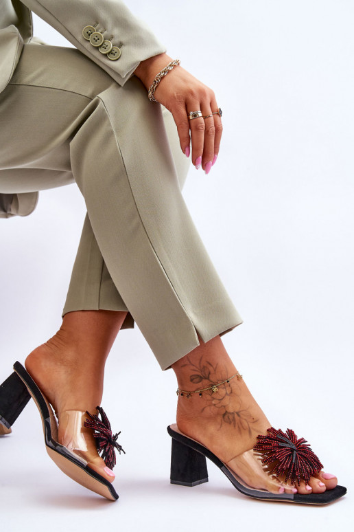 Durchsichtige Hausschuhe mit Absätzen S.Barski KV-AP658-1 schwarze Farbe