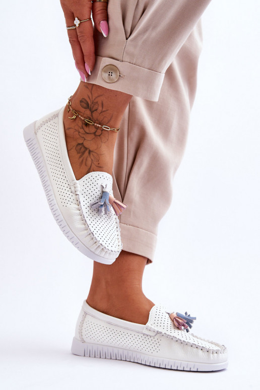 mit durchbrochenen Elementen Mokassins in der Farbe Weiß Lanzarot mit durchbrochenen Elementen Mokassins in der Farbe Weiß Lanzarot