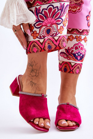 Wildlederpantoffeln mit Absätzen S.Barski KV-612-2 rosa Farbe