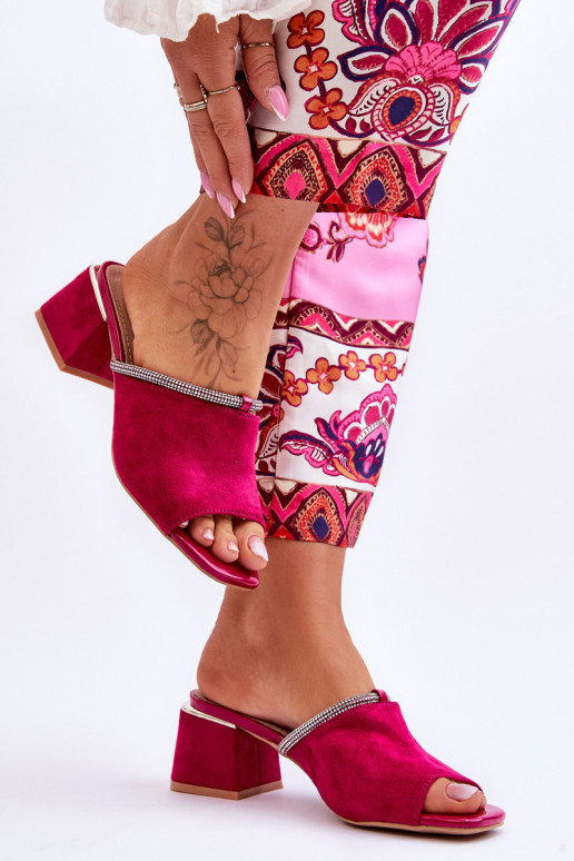 Wildlederpantoffeln mit Absätzen S.Barski KV-612-2 rosa Farbe Wildlederpantoffeln mit Absätzen S.Barski KV-612-2 rosa Farbe