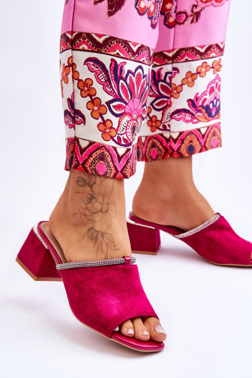 Wildlederpantoffeln mit Absätzen S.Barski KV-612-2 rosa Farbe