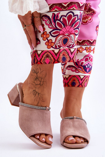 Wildlederpantoffeln mit Absätzen S.Barski KV-612-2 beige Farbe