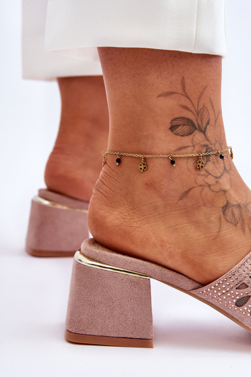 Hausschuhe mit Absatz mit Mesh S.Barski KV-612-1 Nude