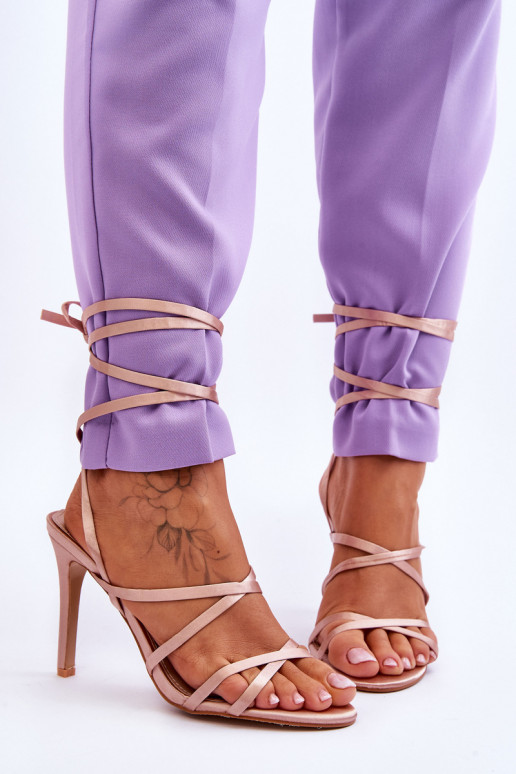 Damen-Sandalen mit hohen Absätzen in Beige von Meya